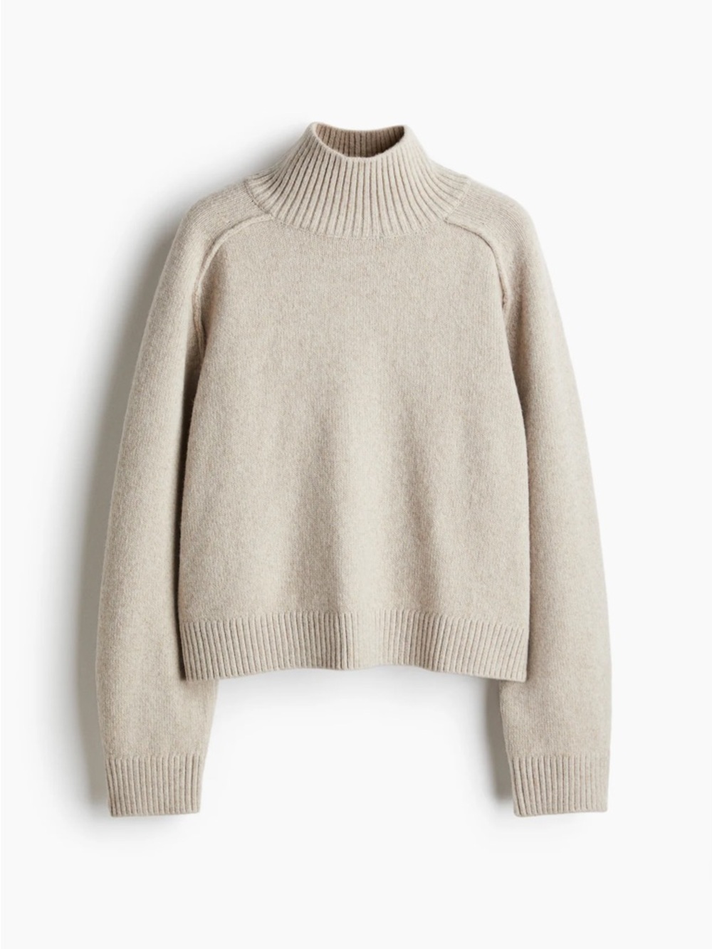 H&M Cream Ribbed Wool Blend Turtleneck Sweater XS